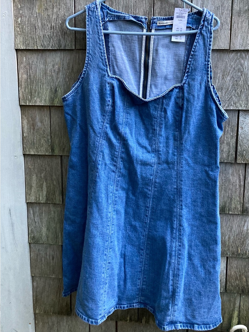 Denim Sleeveless A-Line Dress - Blue